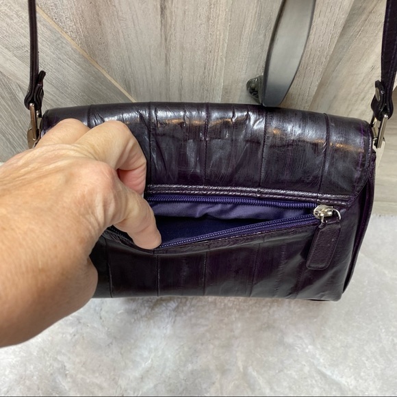 Lee Sands Genuine Eel Skin Shoulder Bag Purse Designer RARE - Picture 6 of 16